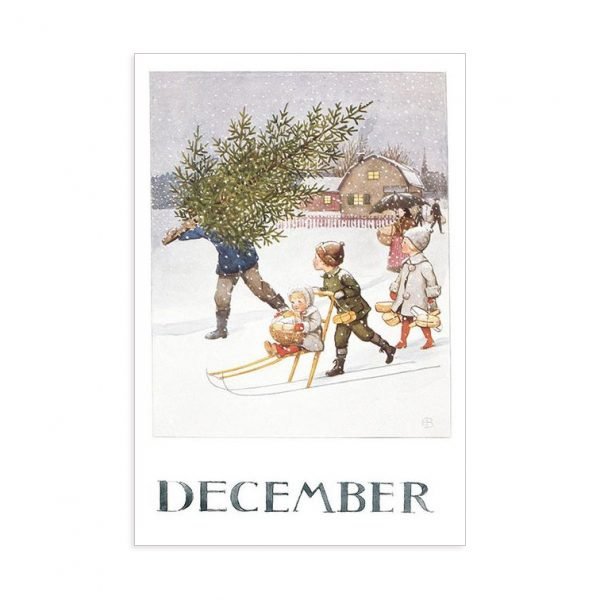 Cartolina mese Dicembre Elsa Beskow