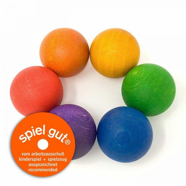 6 palle legno grandi colori arcobaleno Grapat
