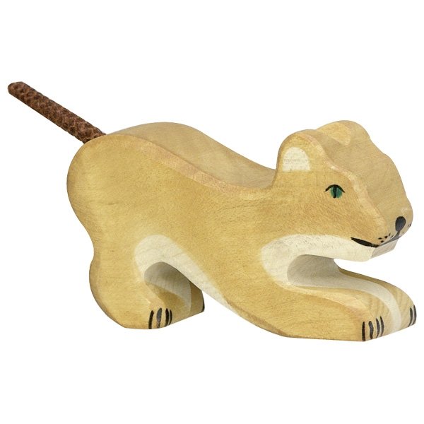 Figura legno cucciolo leone che gioca - Holztiger
