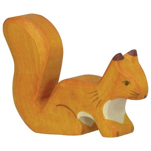 Figura legno scoiattolo arancio - Holztiger