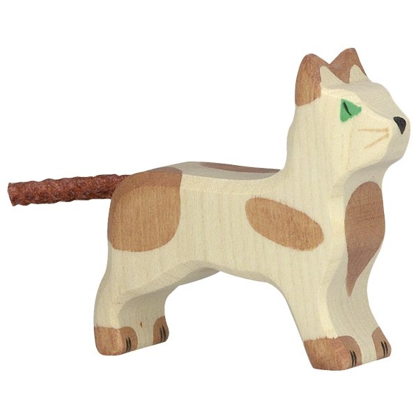 Figura legno gatto pezzato - Holztiger