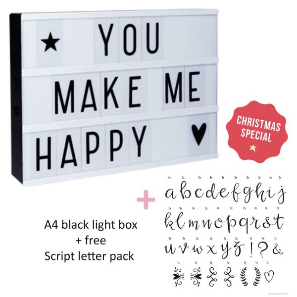 Lightbox A4 black + set lettere corsivo calligrafico OMAGGIO