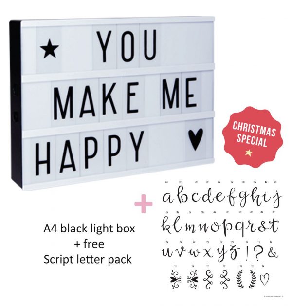 Lightbox A4 black + set lettere corsivo calligrafico OMAGGIO
