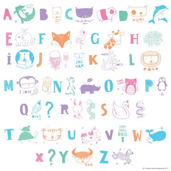 Set ABC alfabeto con figure pastello per Lightbox