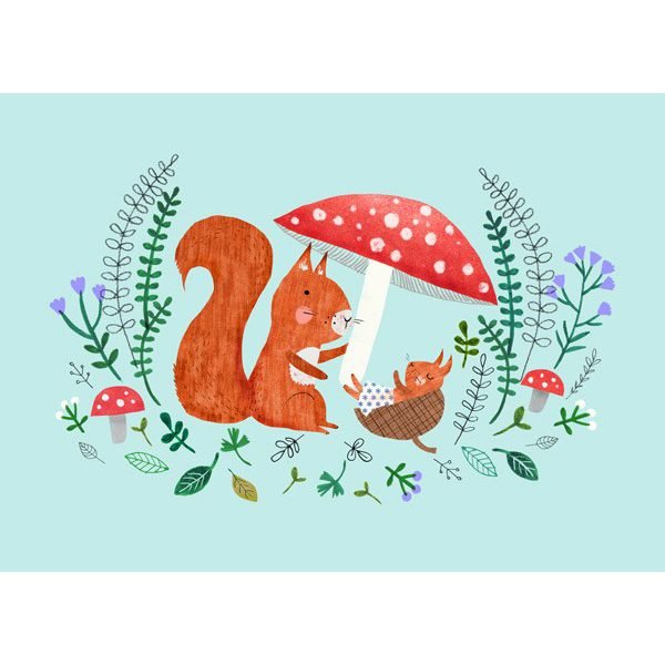 Cartolina nascita baby scoiattolo