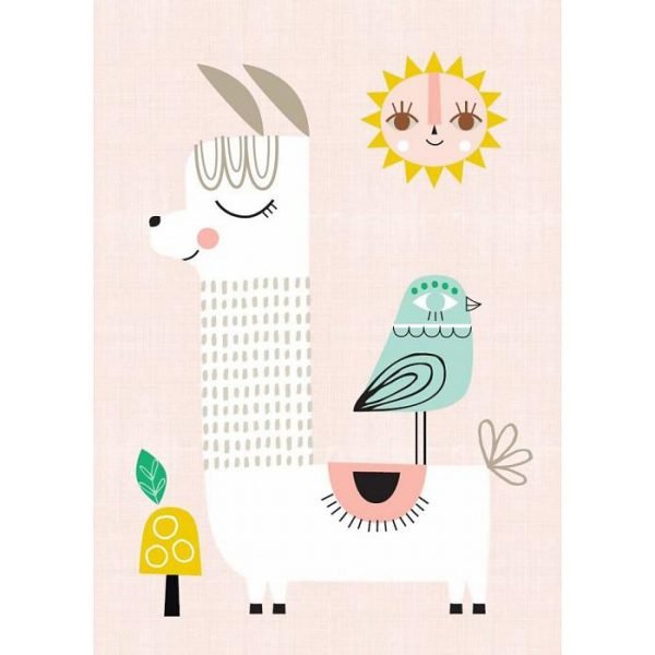 Poster Lama and Friends rosa di Suzy Ultman