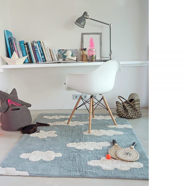 Tappeto lavabile nuvole azzurro vintage Lorena Canals