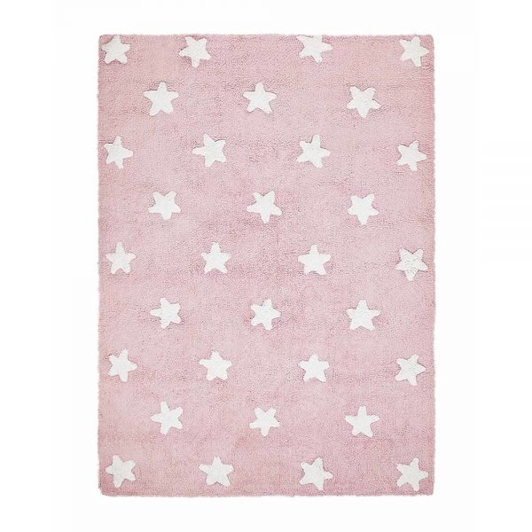 Tappeto lavabile rosa stelle bianche Lorena Canals