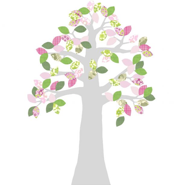 Carda da parati sagomata albero rosa INKE
