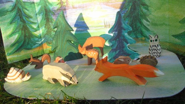 Set animali del bosco in legno con Diorama - Ostheimer