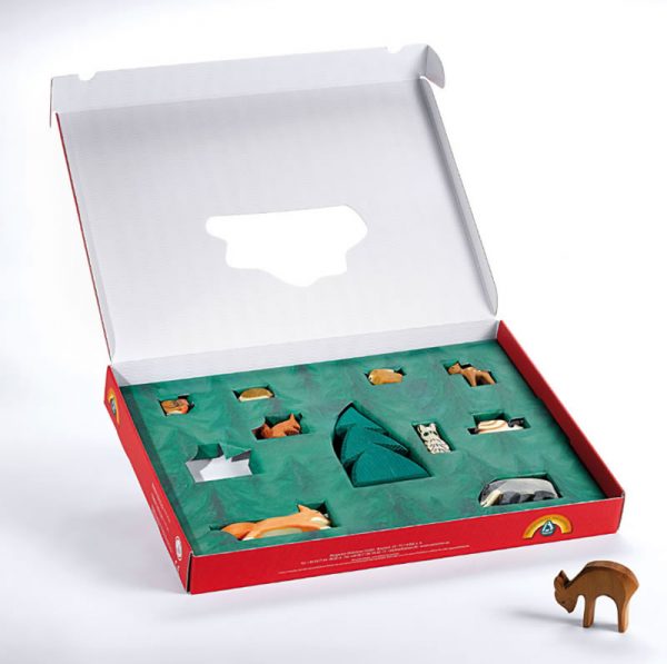 Set animali del bosco in legno con Diorama - Ostheimer