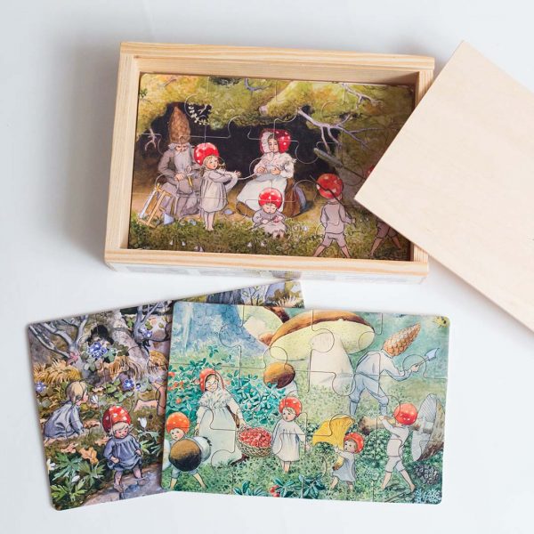 Set 4 Puzzle legno Children of the forest Elsa Beskow