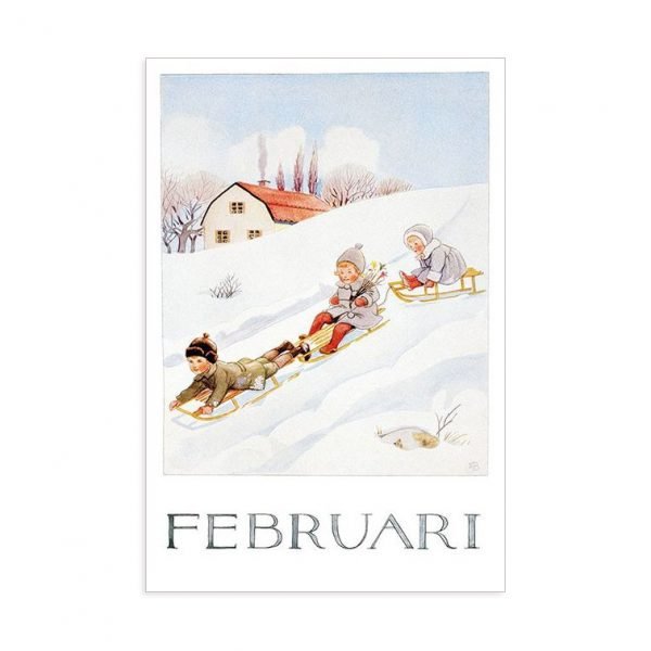 Cartolina mese Febbraio Elsa Beskow