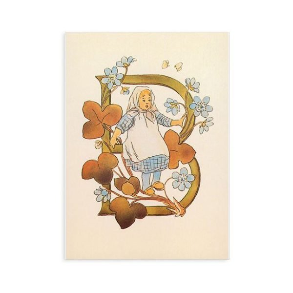 Cartolina lettera B - Alfabeto fiorito Ottilia Adelborg
