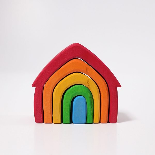 Casa impilabile legno colori arcobaleno Grimm's - 5 pezzi