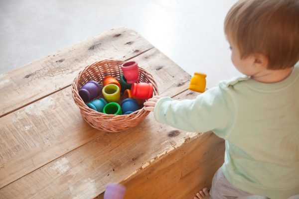 Set 12 porta uovo arcobaleno gioco educativo in legno Grapat
