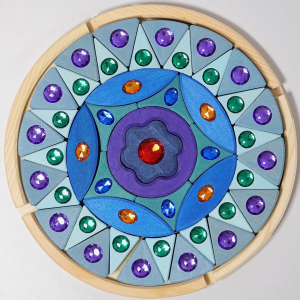 Mandala blu in legno con vassoio Grimm's