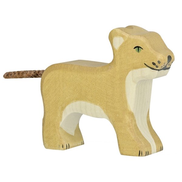 Figura legno cucciolo leone - Holztiger