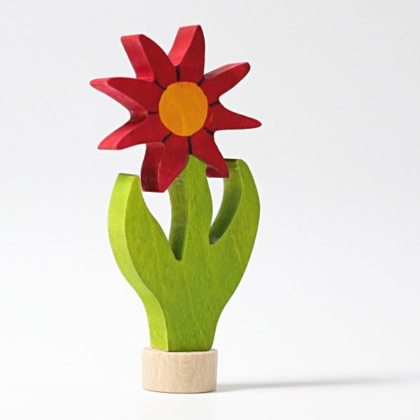 Figura decorativa legno fiore rosso Grimm's