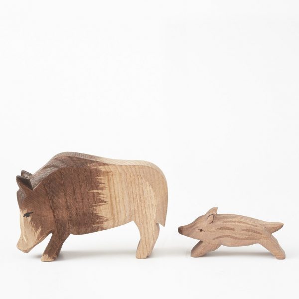 Set figure legno Cinghiale con piccolo - Ostheimer