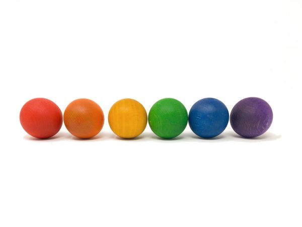 6 palle legno grandi colori arcobaleno Grapat