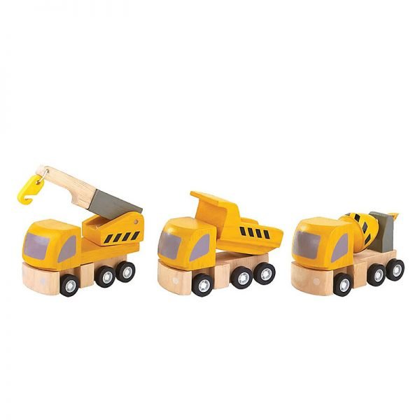 Gioco set veicoli cantiere in legno Plan Toys