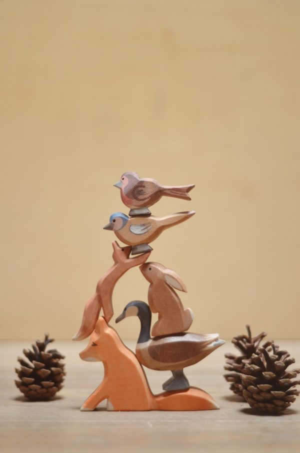 Figura legno Volpe piccola accucciata - Ostheimer