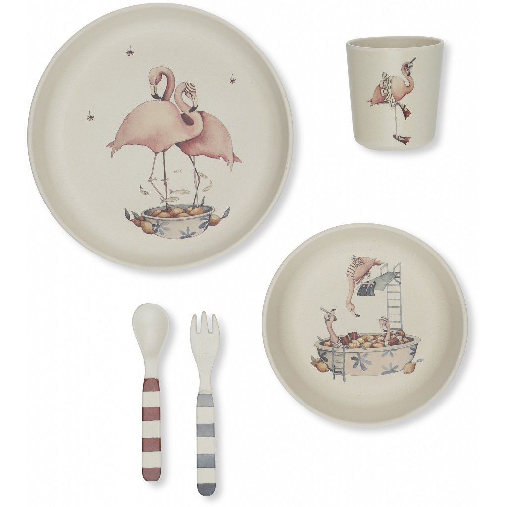 Set pappa bamboo FLAMINGO Konges sløjd - Babookidsdesign