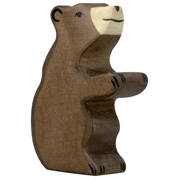 Figura legno piccolo orso seduto - Holztiger