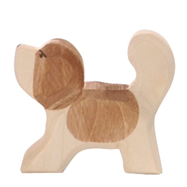 Figura legno cucciolo cane S. Bernardo testa su - Ostheimer