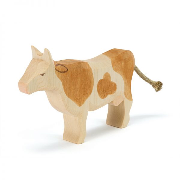 Figura legno mucca pezzata marrone - Ostheimer