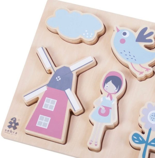 Puzzle degli incastri e figure in legno FARM Sebra