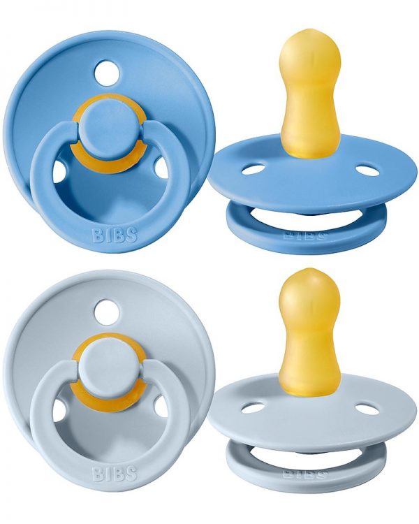 Set 2 ciucci in gomma naturale azzurro e blu BIBS