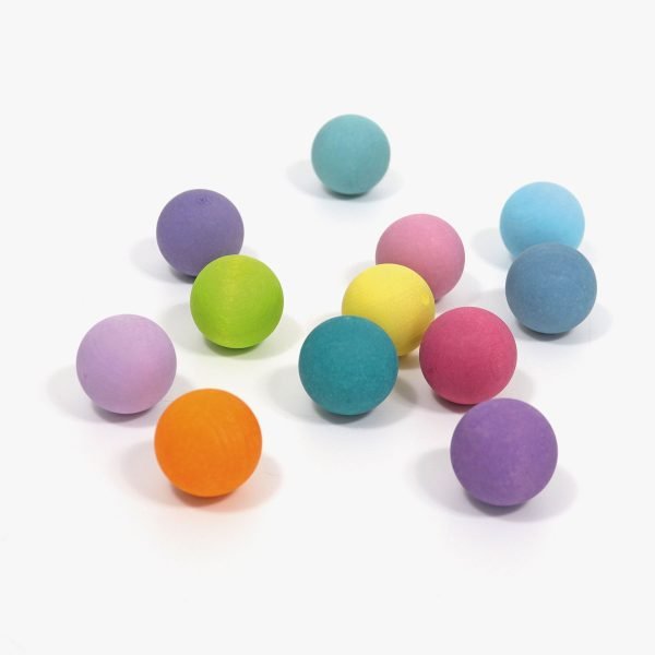 12 Small Rainbow Balls colori pastello Grimm's