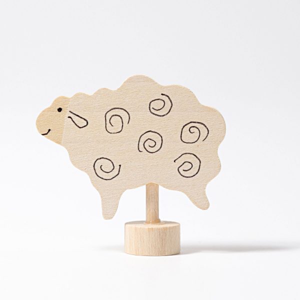 Figura decorativa legno pecora bianca Grimm's