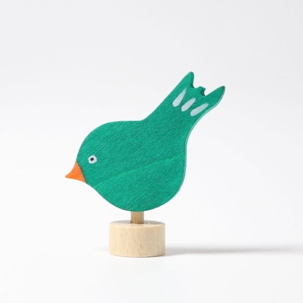 Figura decorativa legno uccellino verde Grimm's