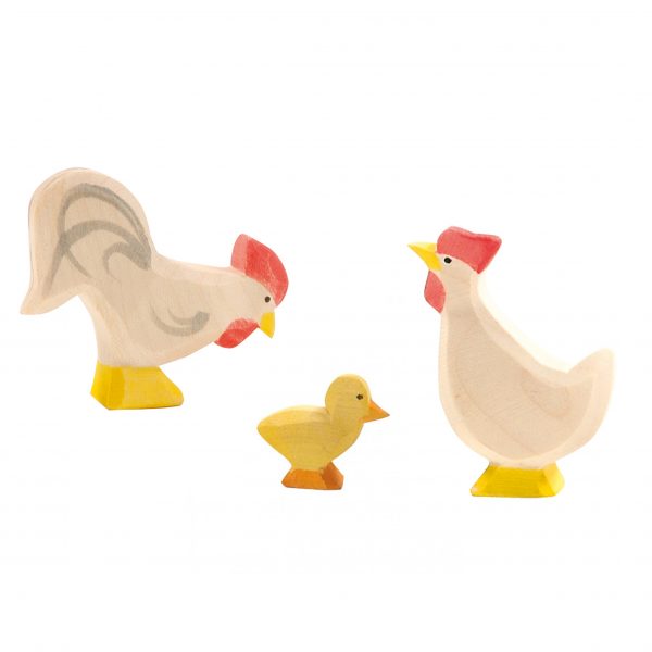 Figure legno Famiglia pollo bianco - Ostheimer