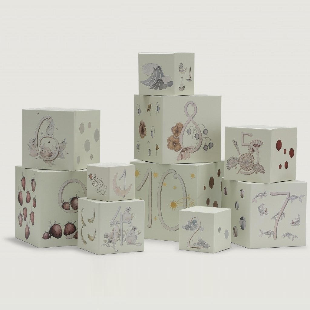 10 Cubi impilabili di cartone – Konges sløjd - Babookidsdesign