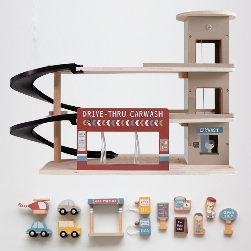 Little Dutch Garage met Tankstation en Wasstraat : : Giochi e  giocattoli