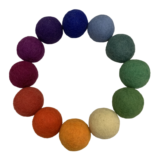 Set 12 palle arcobaleno in feltro 5 cm Papoose Toys