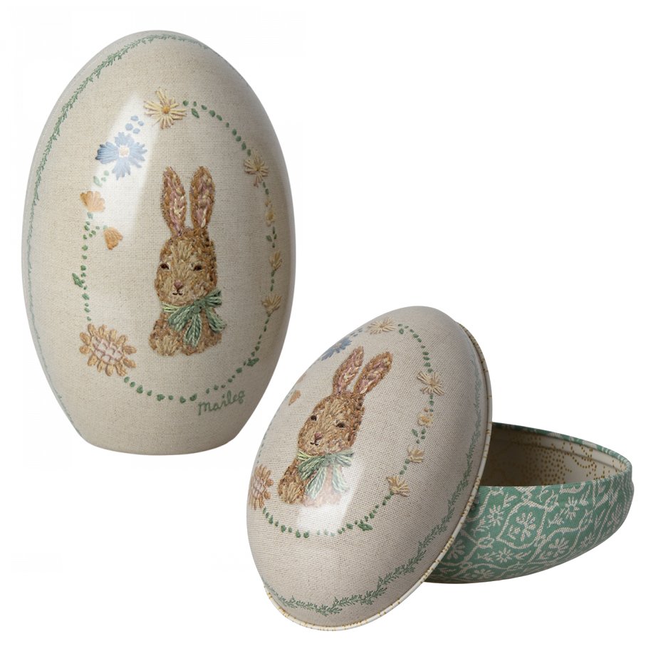 Porta uova in metallo bianco con coniglietto