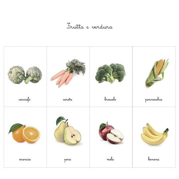 Carte delle nomenclature frutta e verdura Baboo