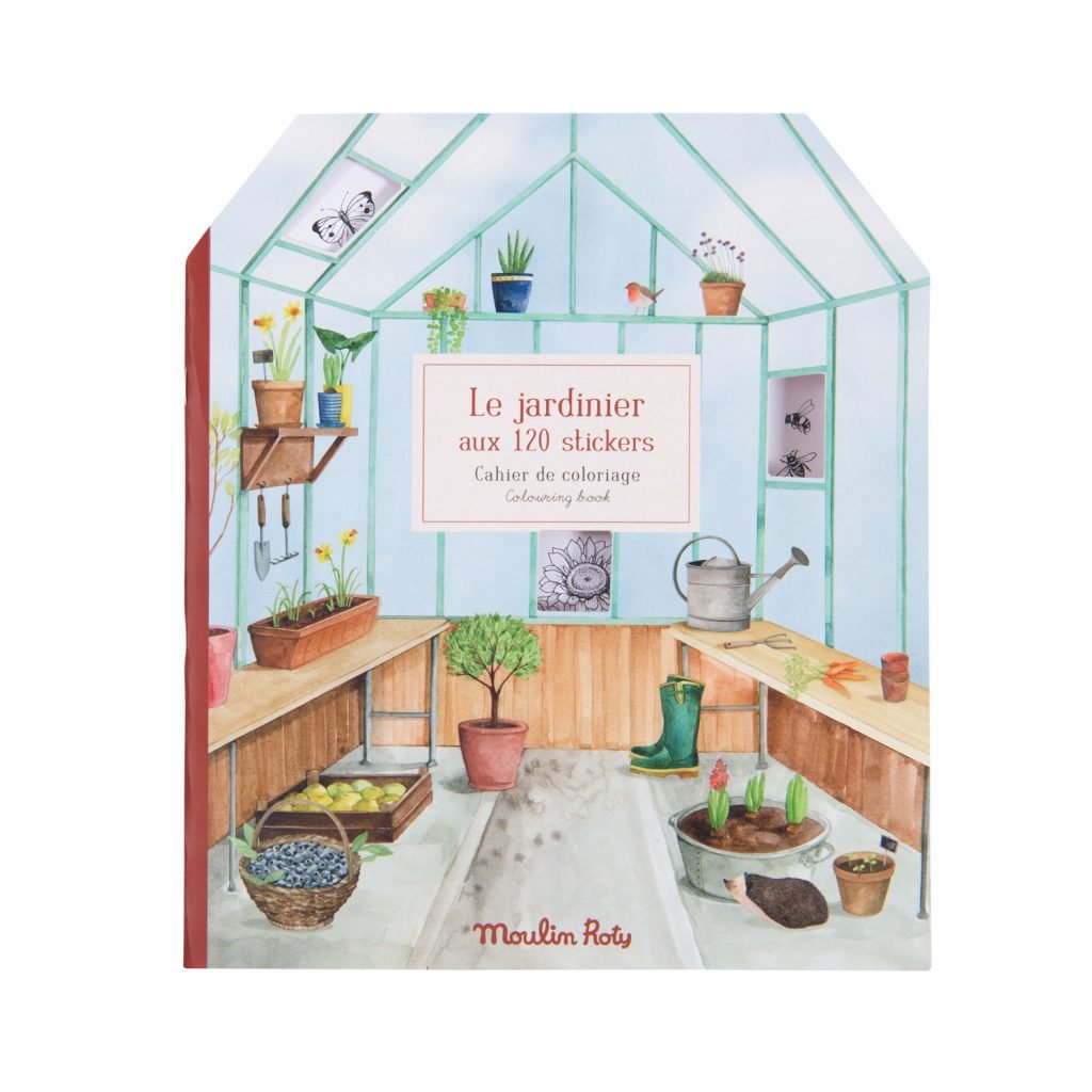 Album da colorare con adesivi Il Giardiniere Le Jardin Moulin Roty