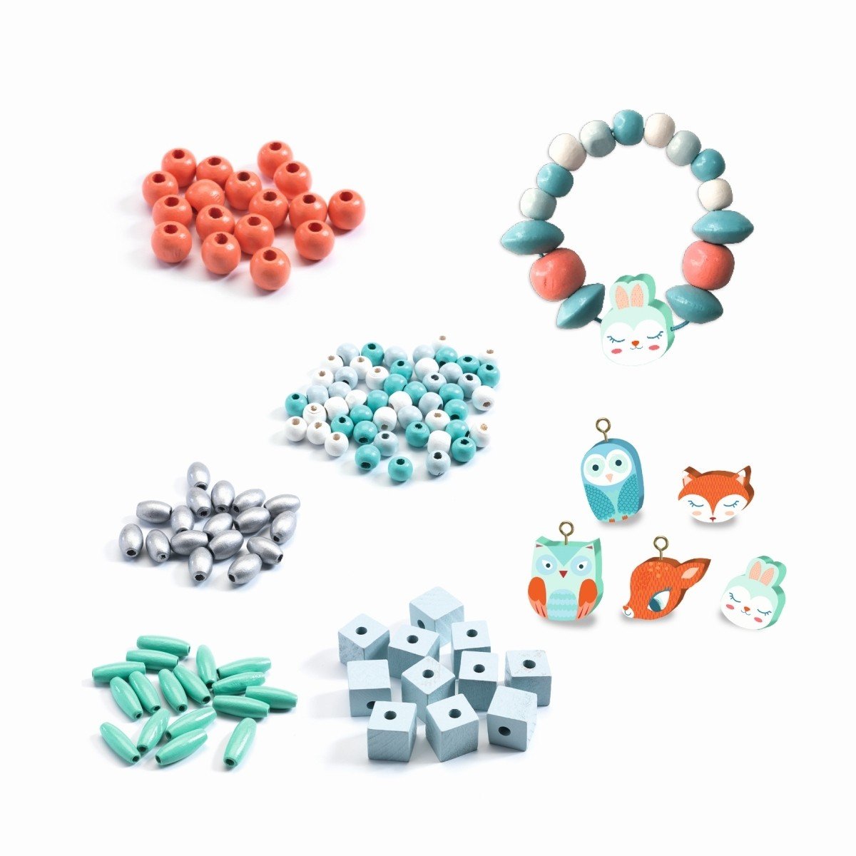 Kit perline per collane e braccialetti Little animals Djeco