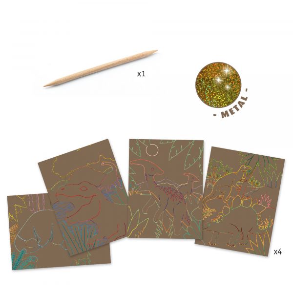 Set artistico Carte da grattare dinosauri Djeco