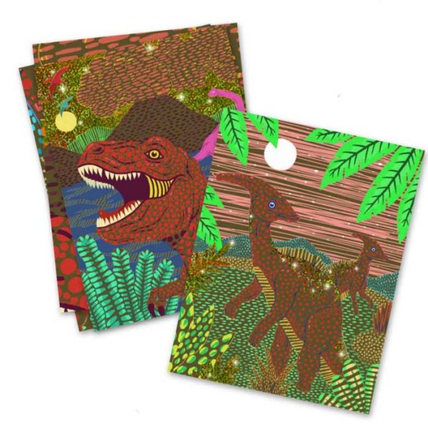 Set artistico Carte da grattare dinosauri Djeco