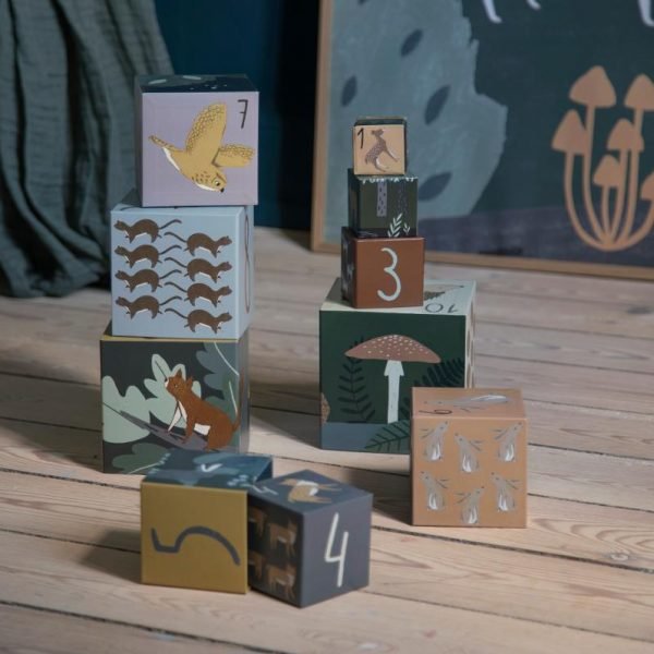 10 Cubi impilabili cartone Nel bosco Sebra