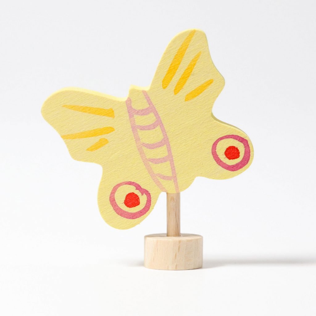 Figura decorativa legno farfalla gialla Grimm's