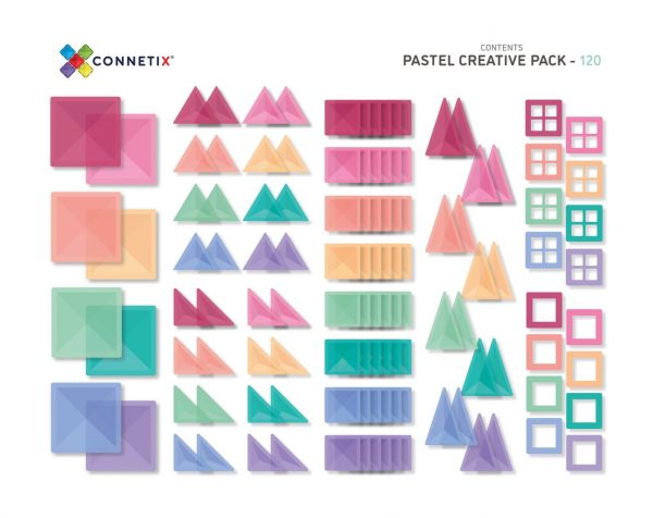 Connetix tiles costruzioni magnetiche 120 Pezzi Pastel Creative Pack + CARTE