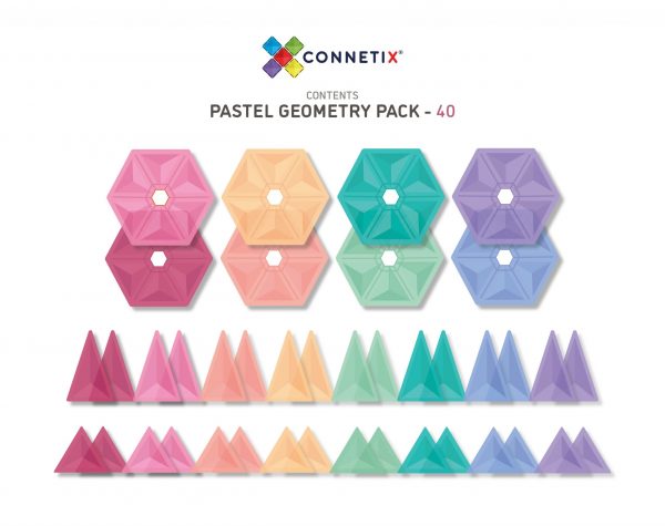 Connetix tiles costruzioni magnetiche 40 Pezzi Pastel Geometry Pack